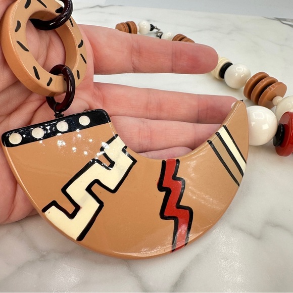 Vintage Modern Tribal Necklace Funky Statement Bold Geometric Asymmetrical 0100 - Picture 8 of 8